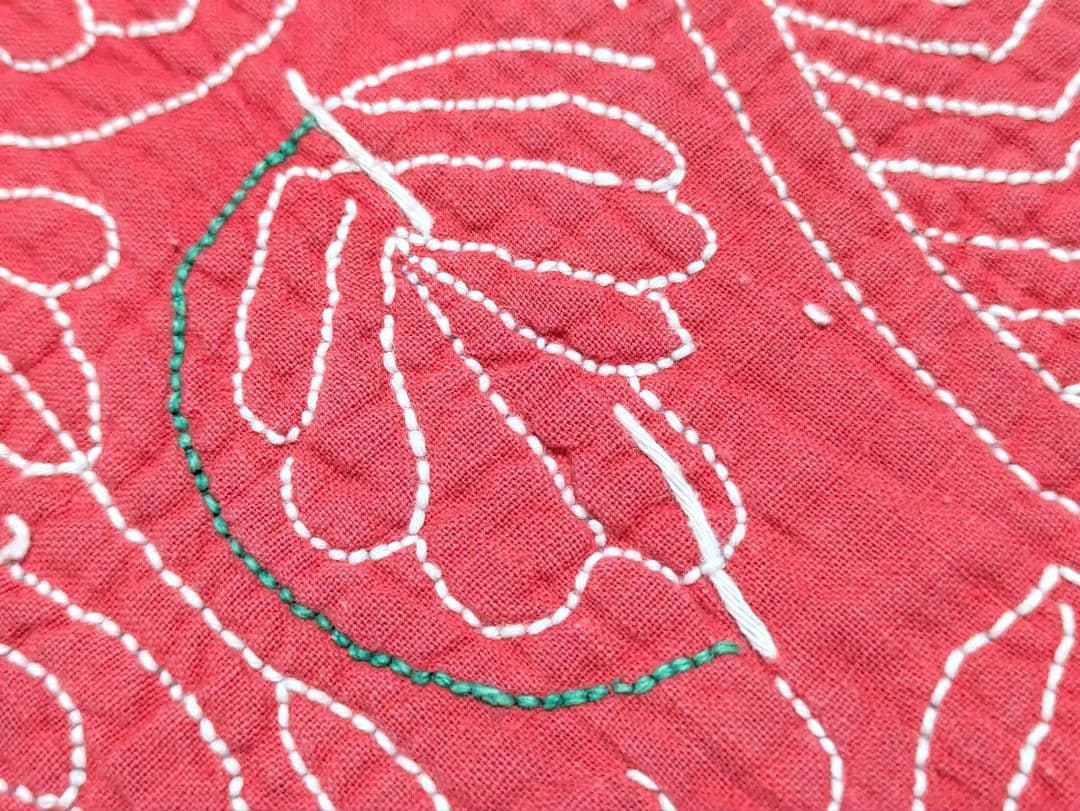 #167 ヴィンテージ ラリーキルト / カンタキルト ソファカバー /ラグ 赤