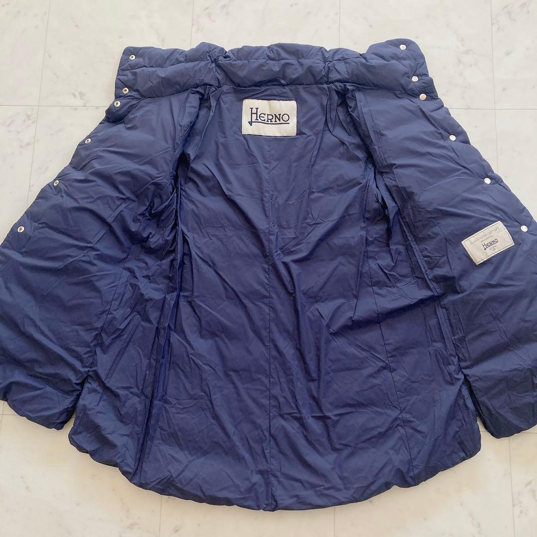 極美品　ヘルノ　エコエイジ Aライン ダウンジャケット　ネイビー　40