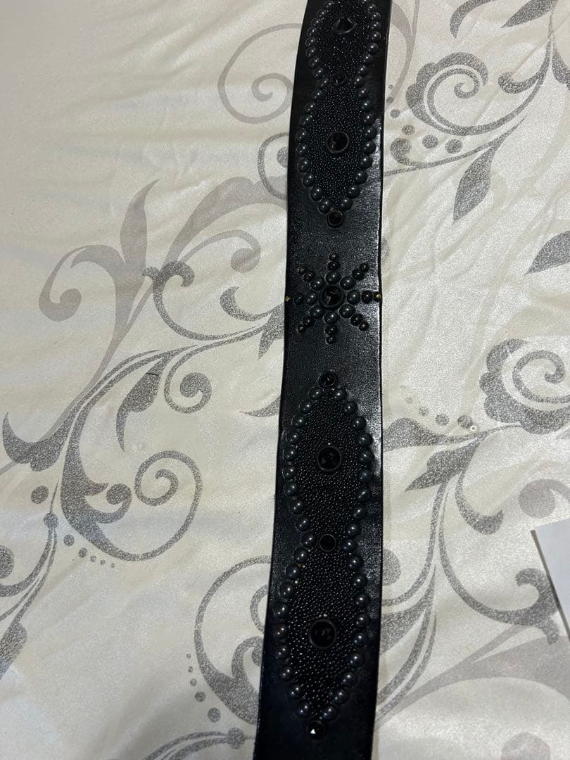 HTCスタッズ装飾 ブラックレザーベルト ヴンテージ品の為、傷汚れ有り