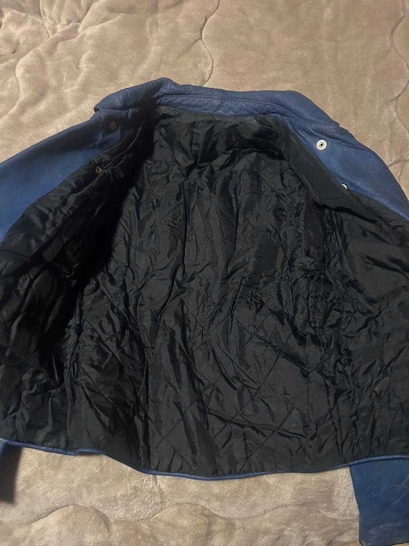 ACE LEATHER 青 ダブルライダースジャケット