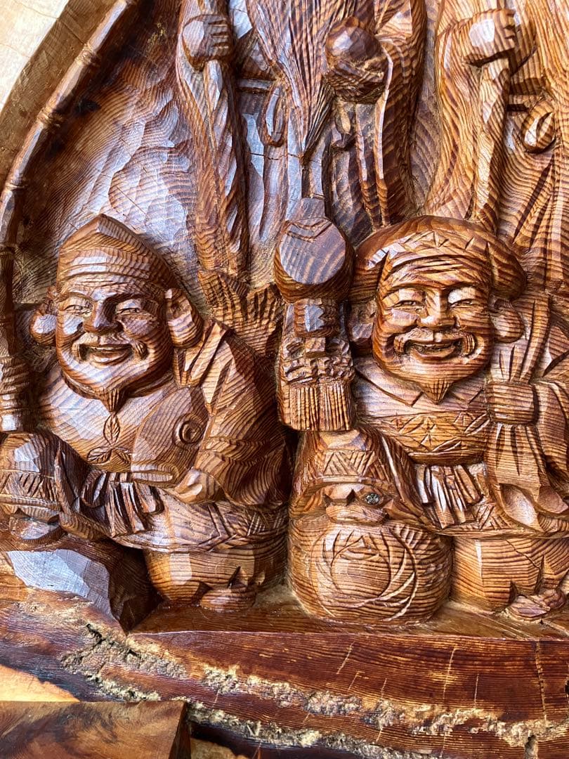 【虎丸様】樹齢470年大師松 木彫り 七福神 彫刻 琴平 岳峰 作