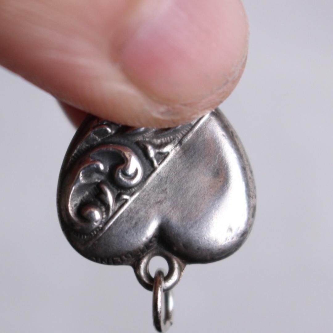 40s　スウィートハートジュエリー　WW2　シルバー　勿忘草　両面　渦巻　波