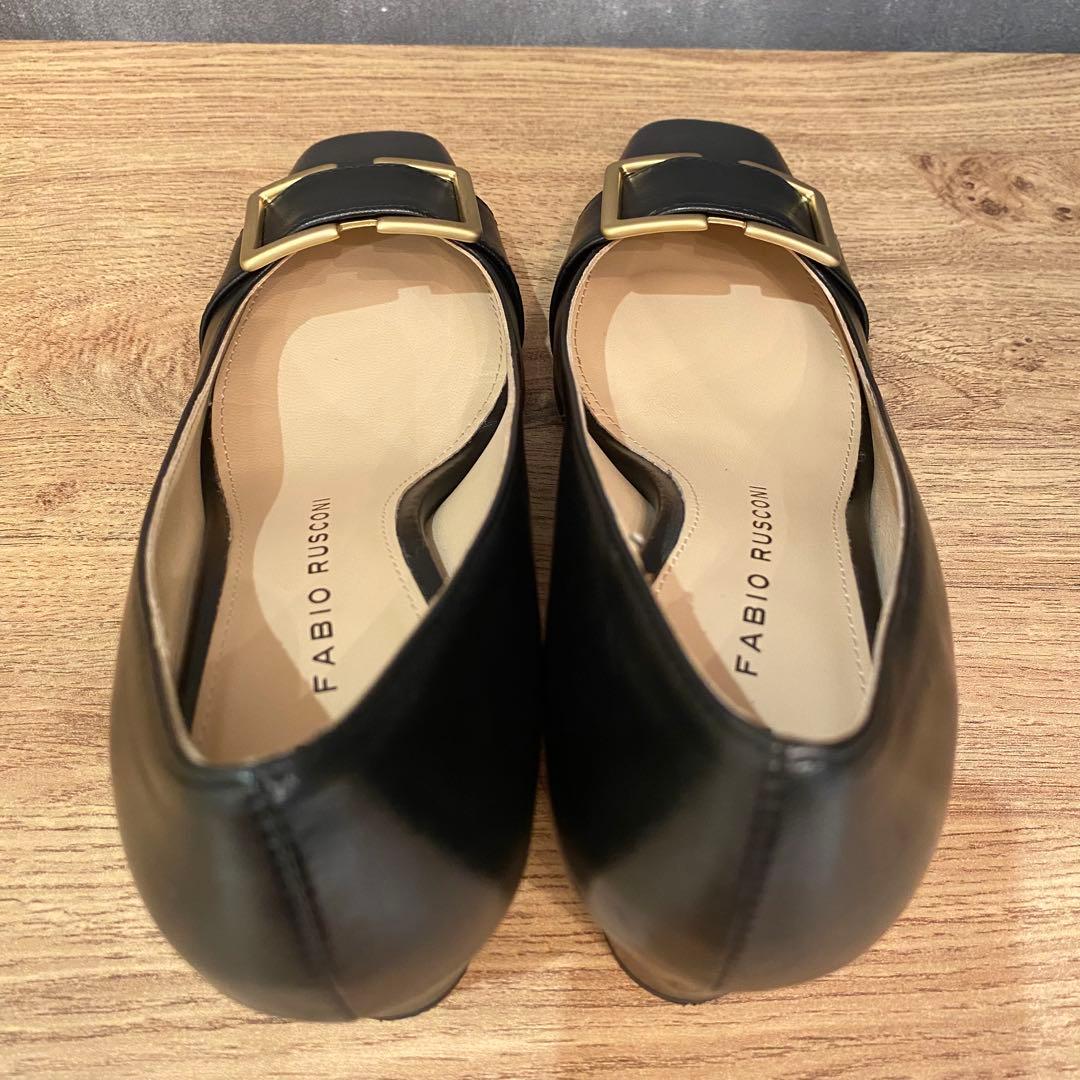 【極美品】 ファビオルスコーニ メタルバックル パンプス スクエアトゥ ブラック