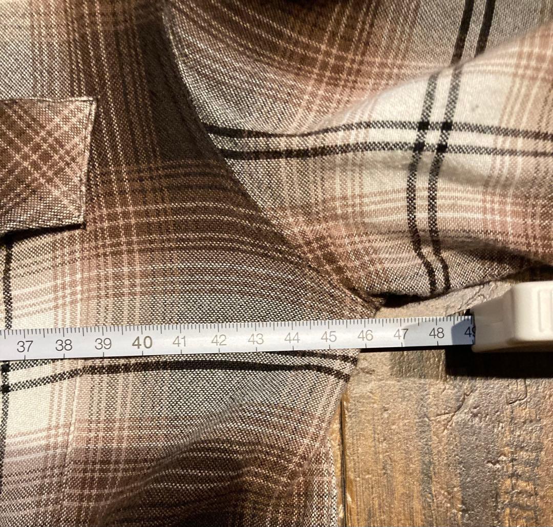 ナンバーナイン　レーヨン　オンブレロング丈チェックシャツ　ブラウン　3