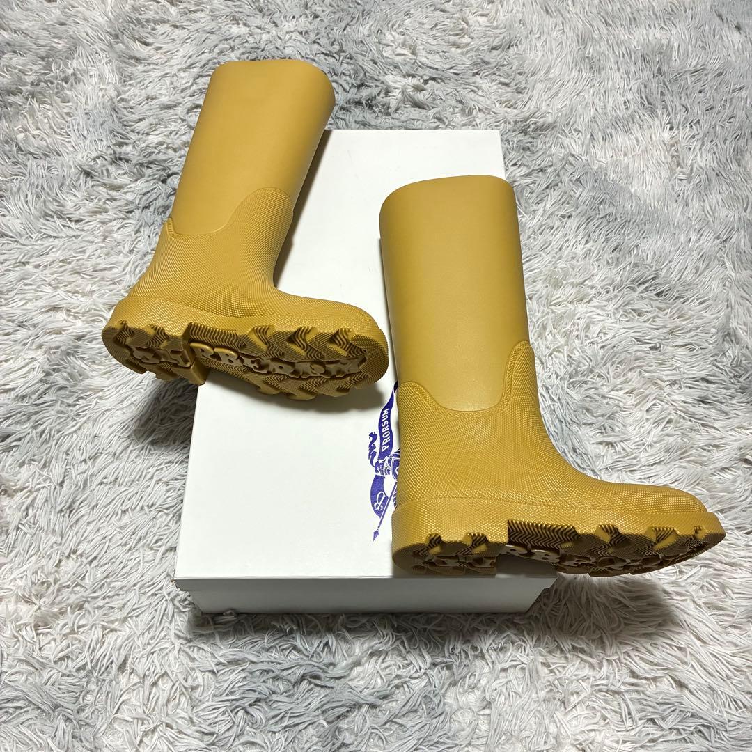 【未使用美品】BURBERRY ロングレインブーツ39 イタリア製 イエロー