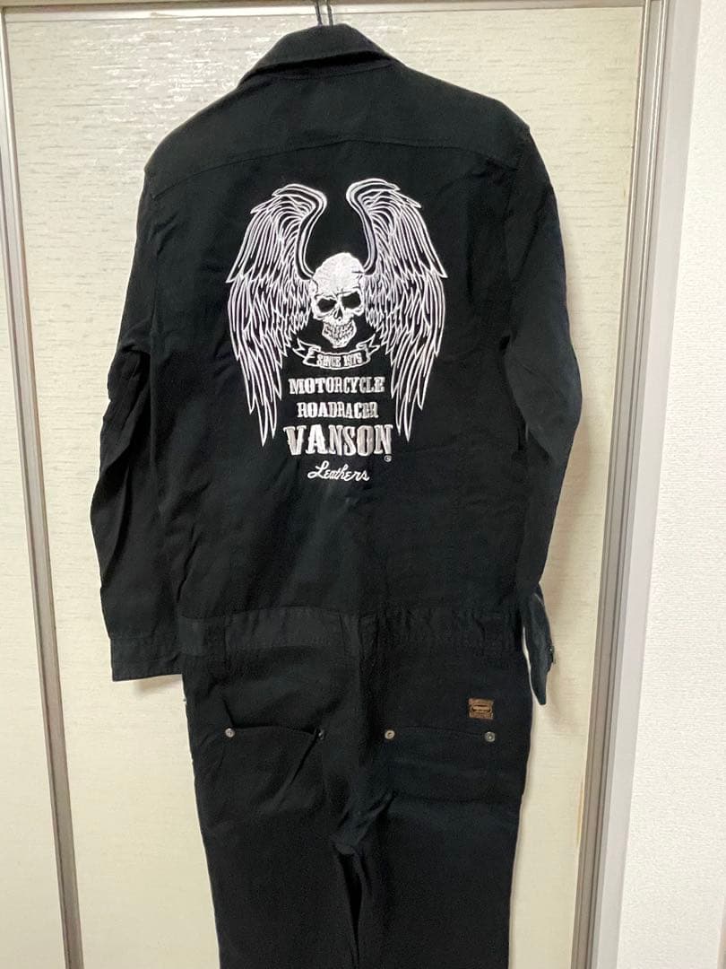 vanson ブラック オーバーオール Lサイズ