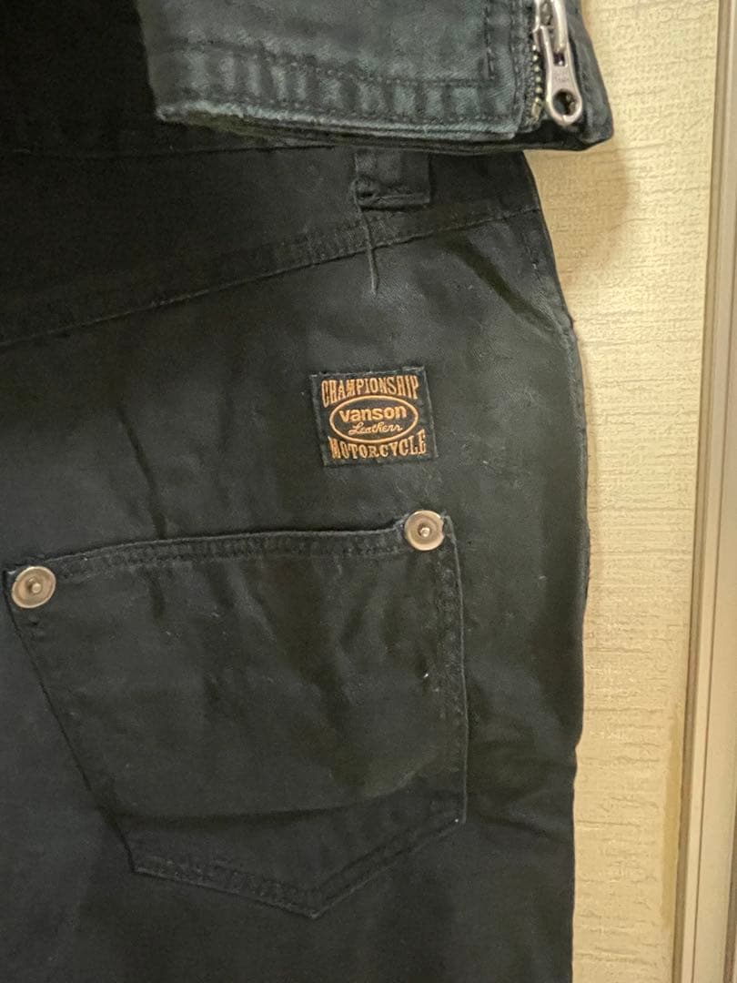 vanson ブラック オーバーオール Lサイズ