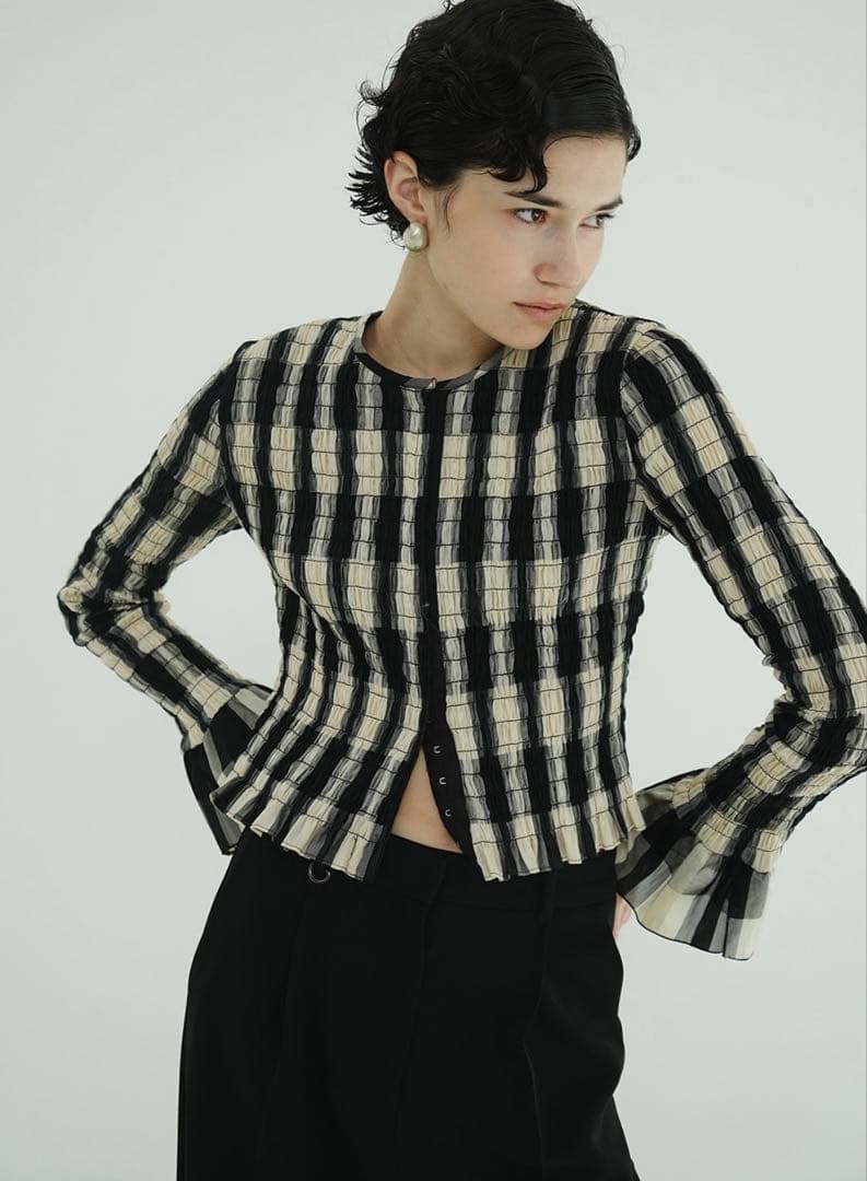 トップス CLANE SHIRRING DESIGN BLOUSE