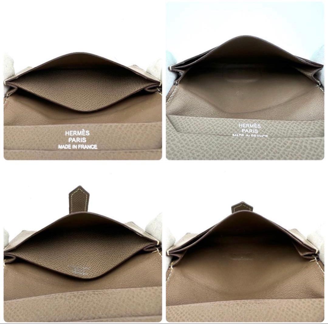 1*5様 【15】【極美品】エルメス ベアンミニ カードケース エトゥープ