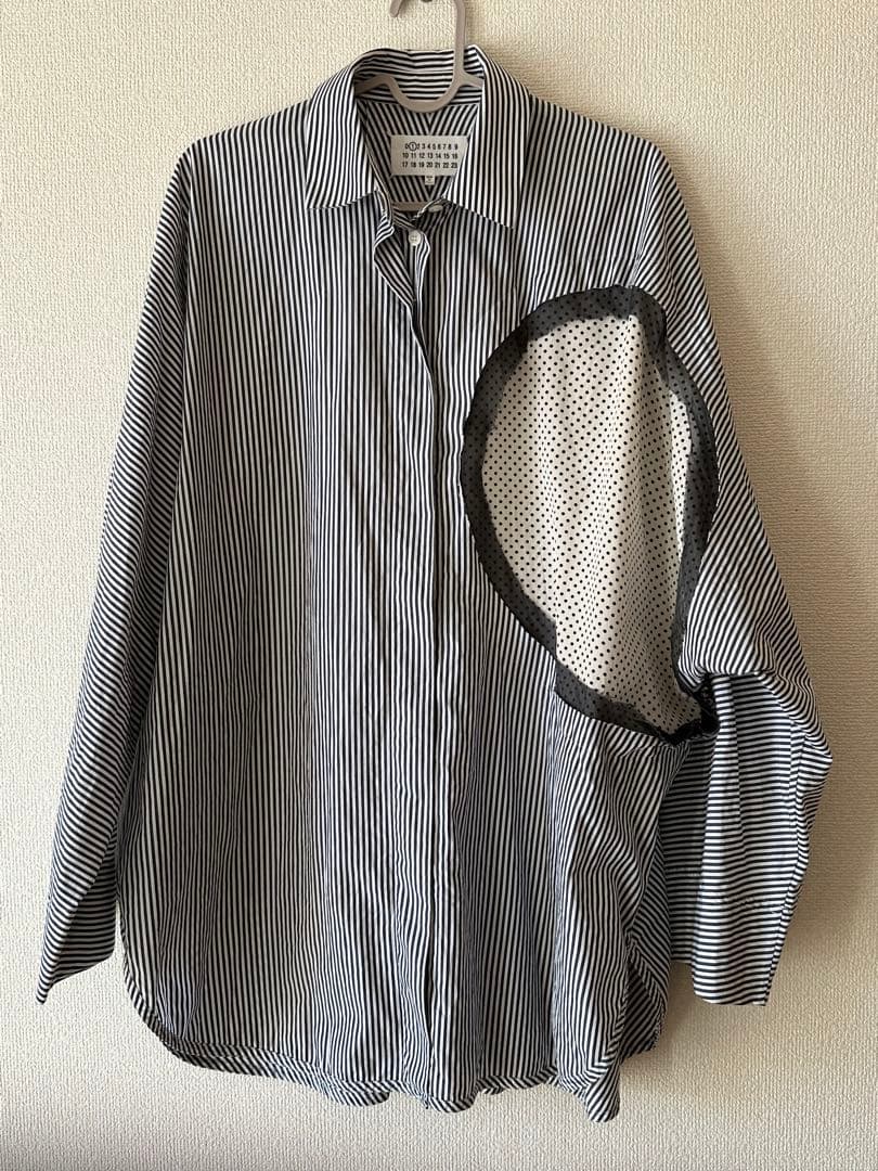 美品　メゾンマルジェラ　ドルマンスリーブシャツ　ストライプシャツ