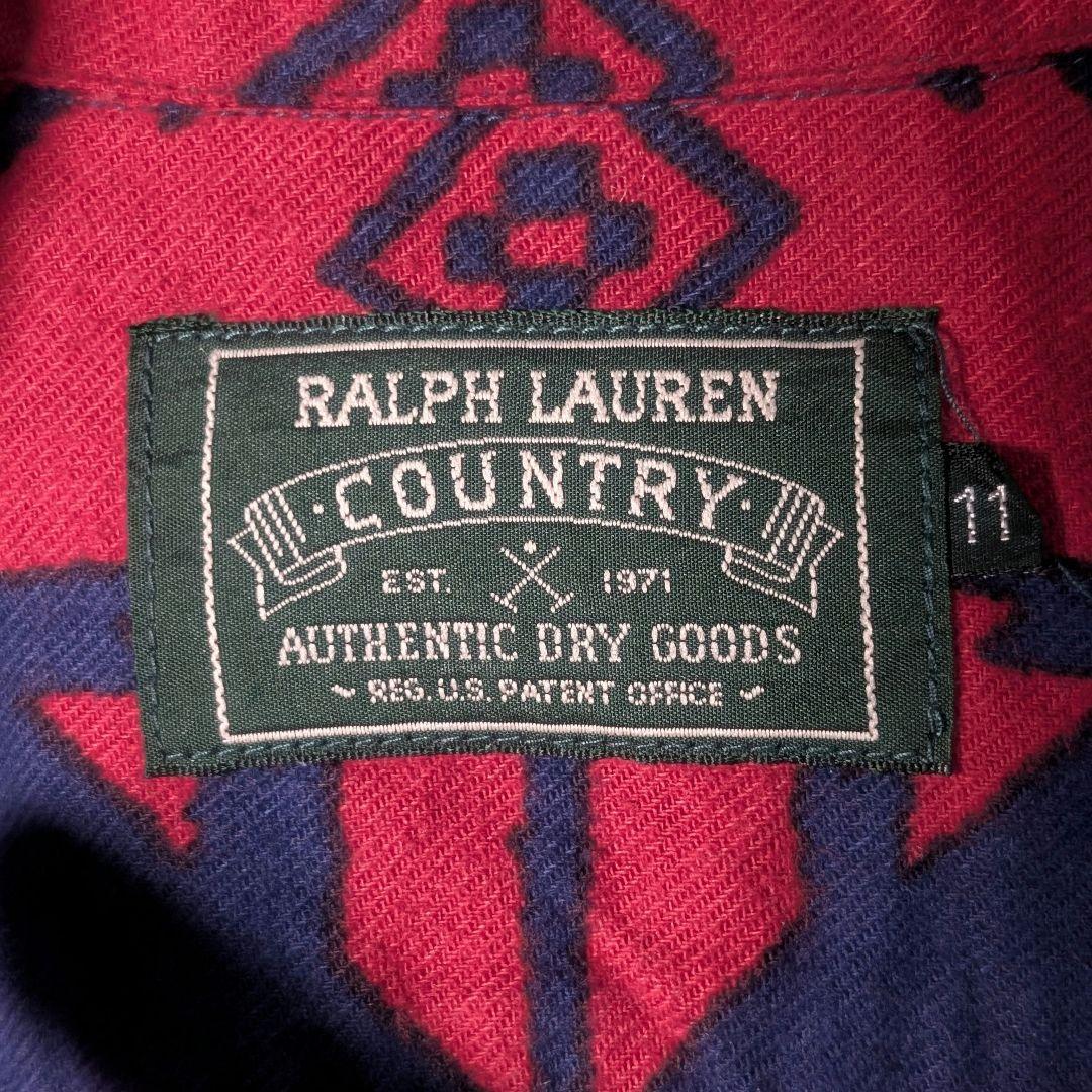 90s　ラルフローレン　ポロカントリー　ネイティブ柄　長袖　アロハシャツ　XL