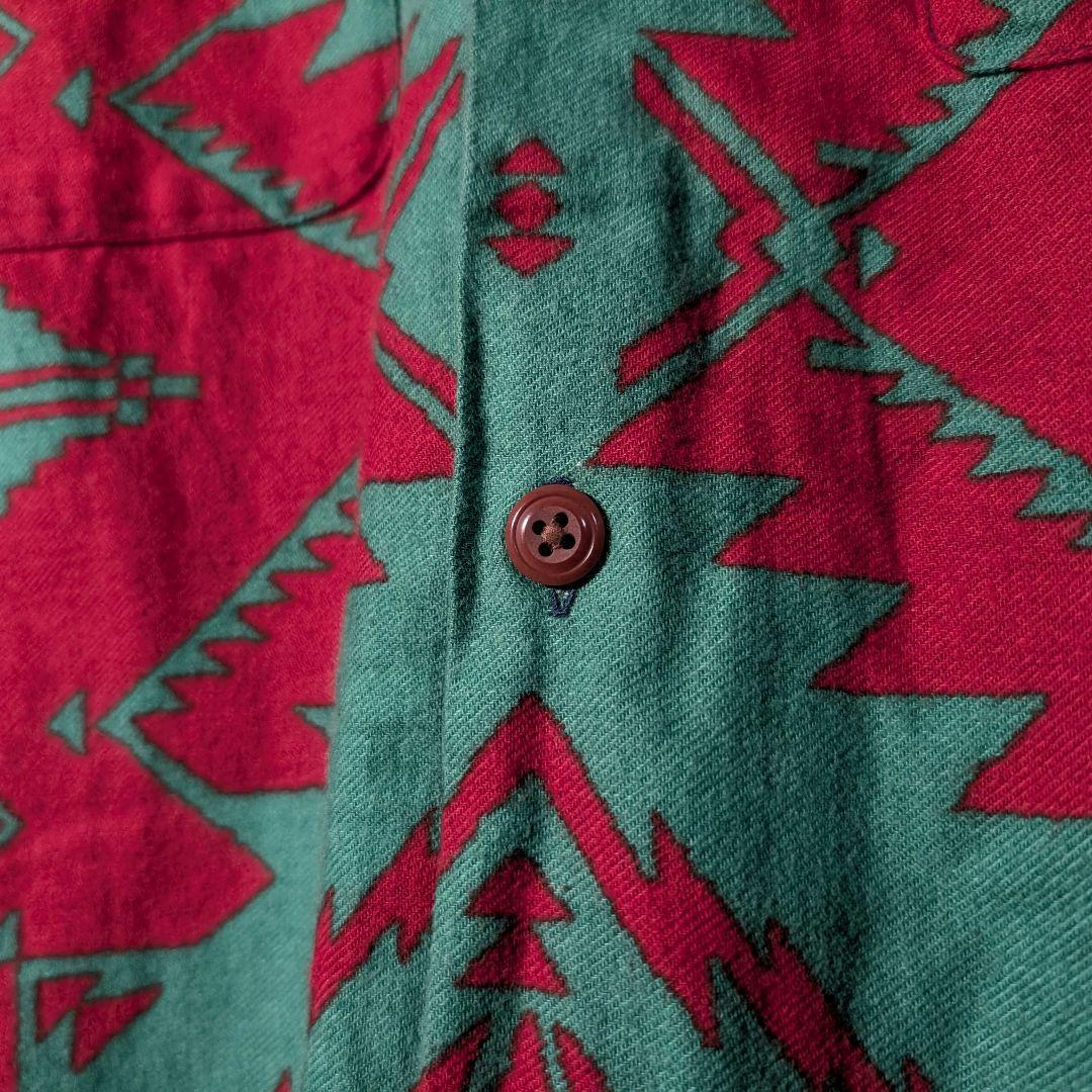 90s　ラルフローレン　ポロカントリー　ネイティブ柄　長袖　アロハシャツ　XL