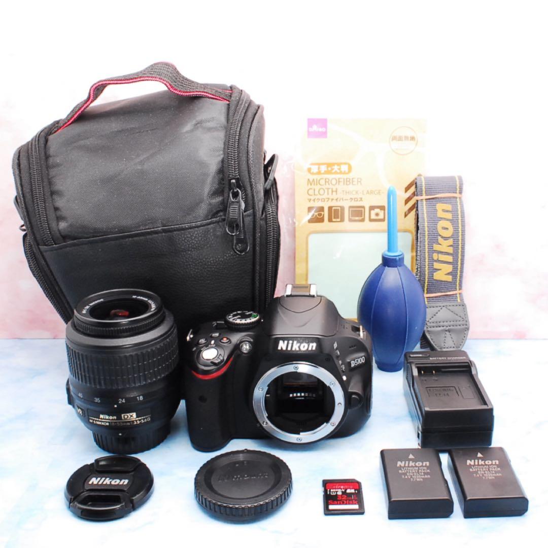 ニコン D5100☆一眼レフカメラ☆手ぶれ補正レンズ＆バッグ☆美品＆S数少！