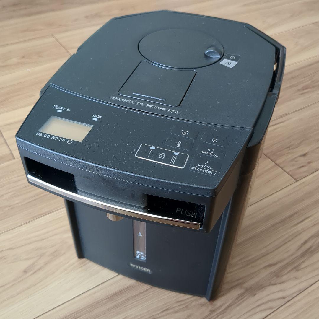 美品 タイガー 保温 電気ポット 蒸気レスVE電気まほうびんとく子さん ブラック