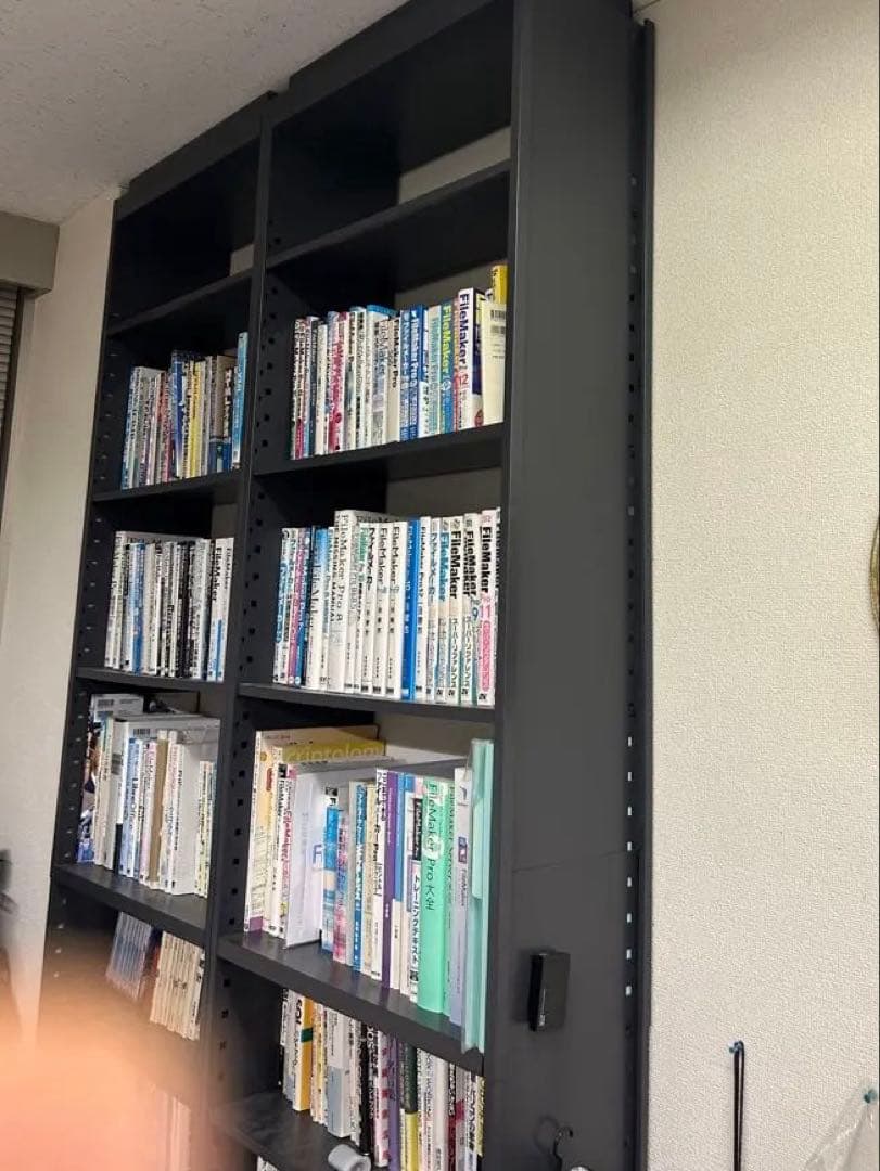 突っ張りスチール棚　本