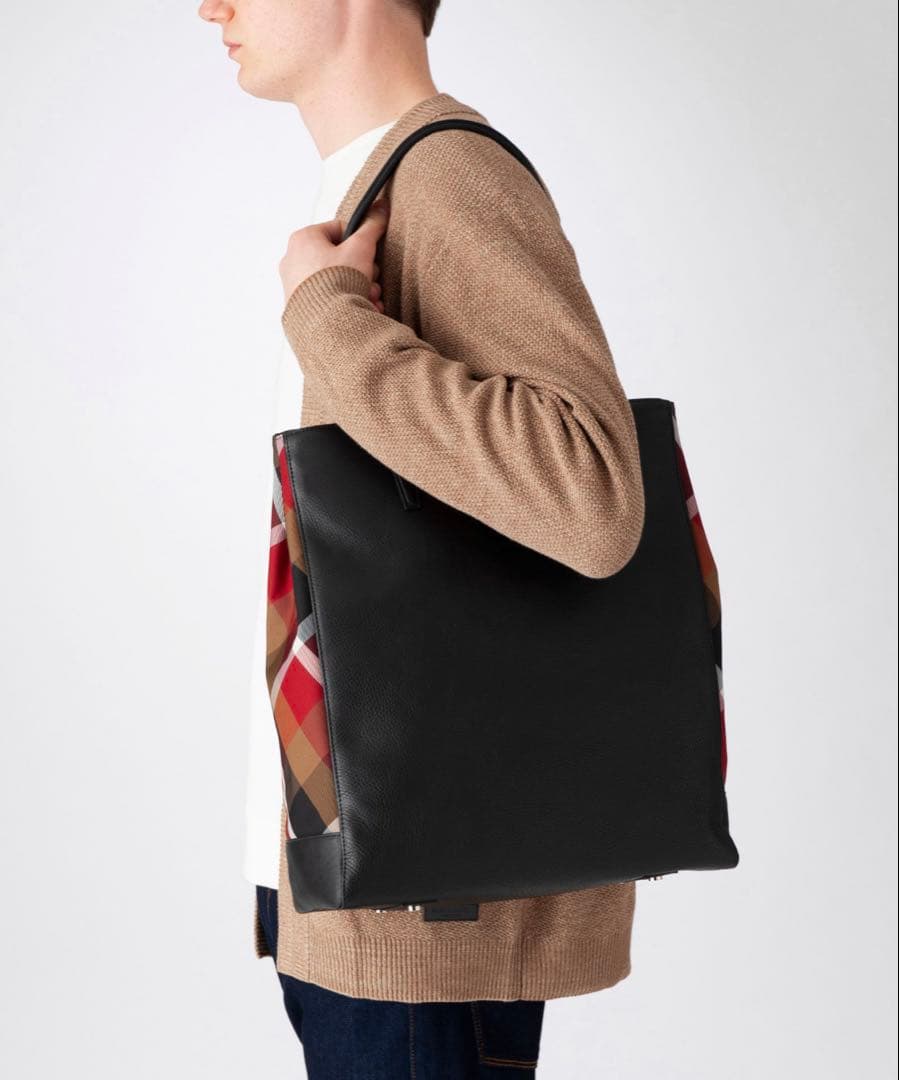 ダークレッド クレストブリッジチェックトート ブラックレーベル クレストブリッジ