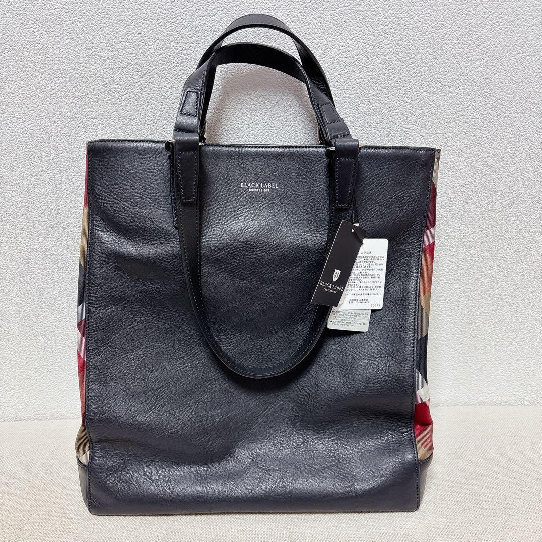 ダークレッド クレストブリッジチェックトート ブラックレーベル クレストブリッジ