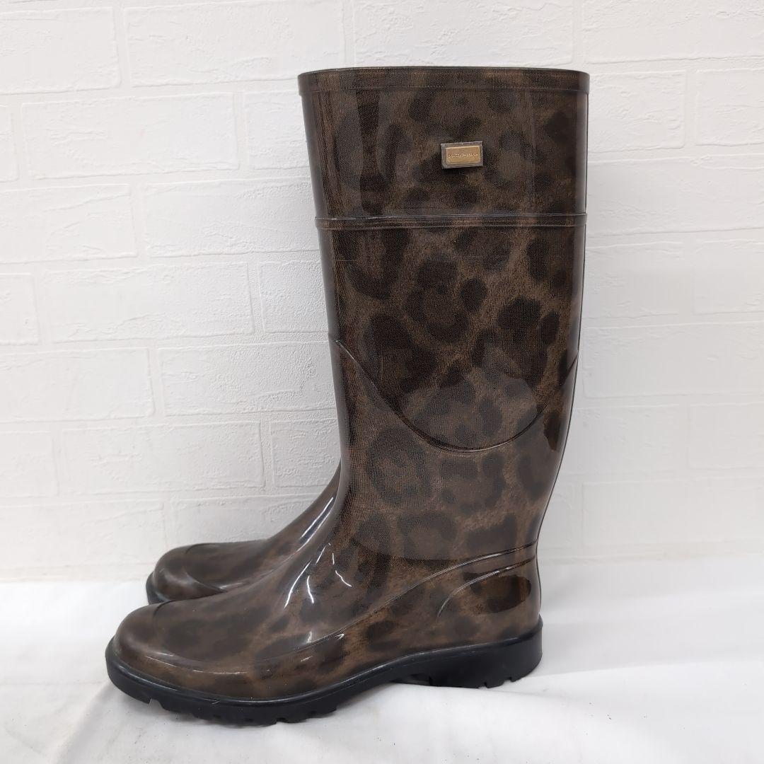 261○ DOLCE & GABBANA レオパード柄長靴 38 保存袋付き