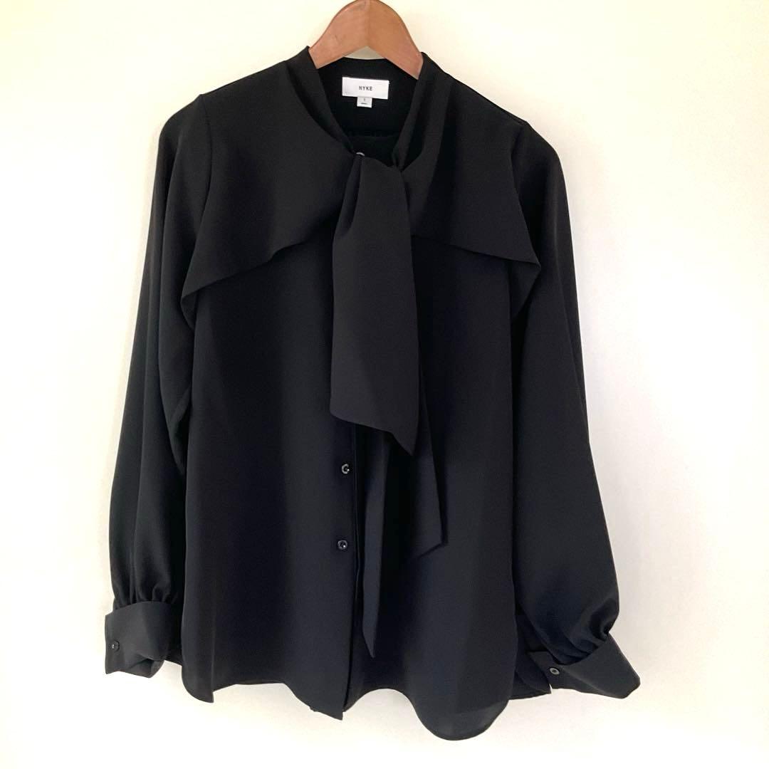 HYKE ボウタイブラウス ブラック　Sサイズ