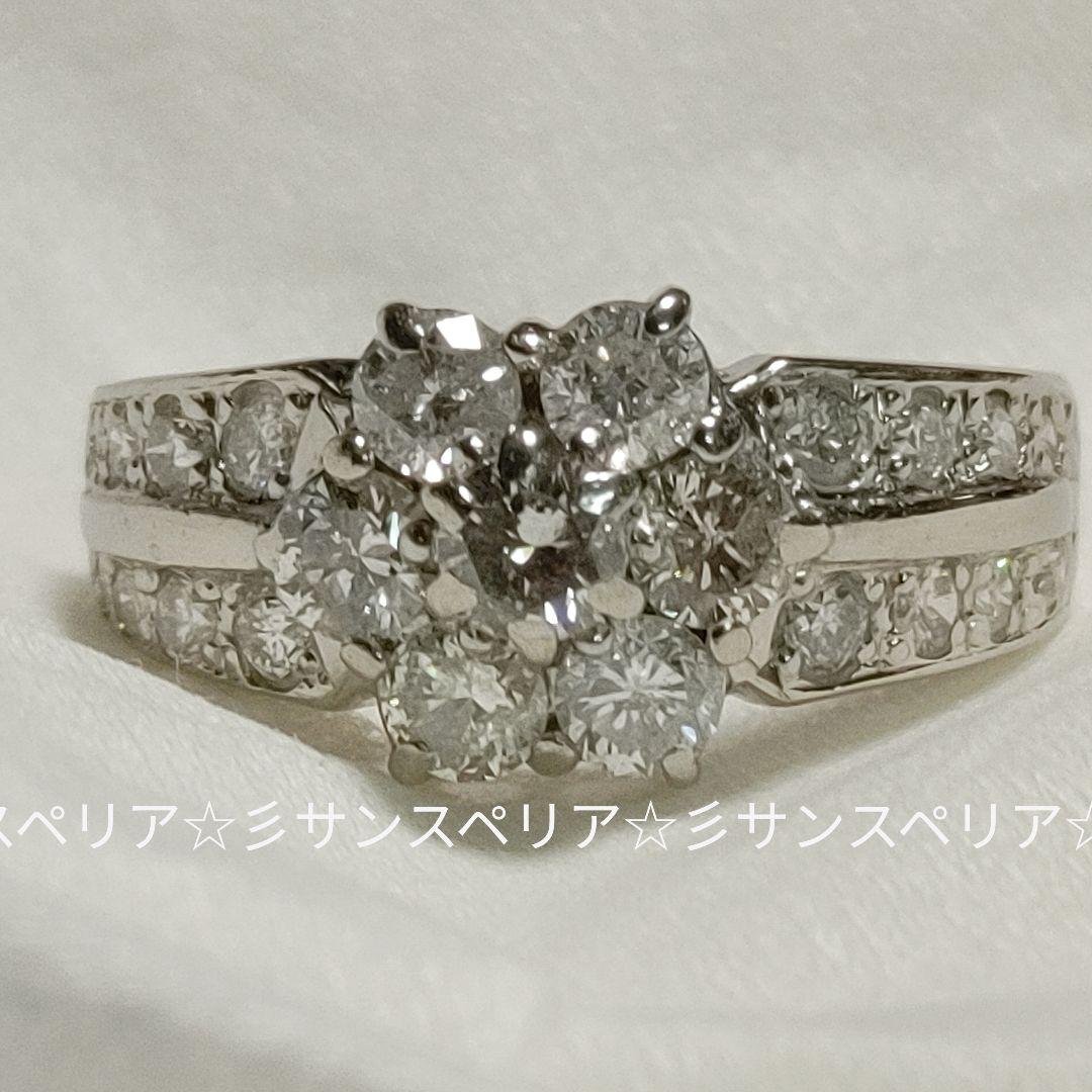 Pt900　ダイヤモンド1.00ctフラワーリング