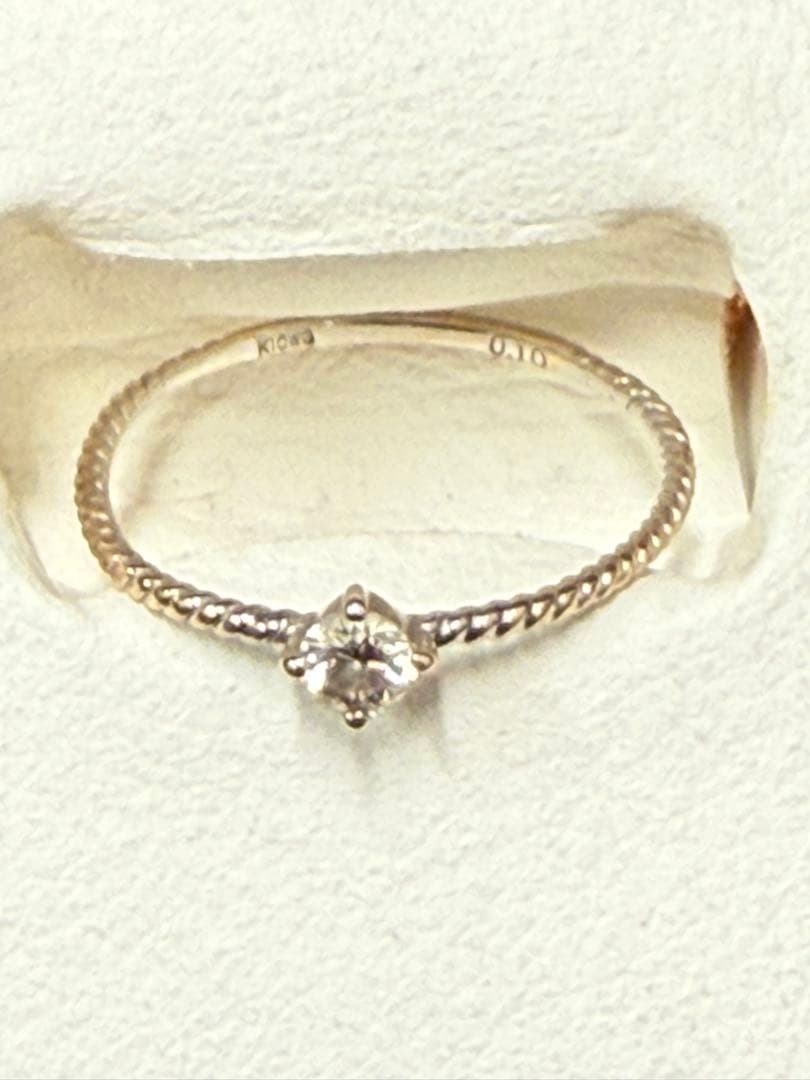 K10WG ダイヤリング 0.6g 0.10ct 9号