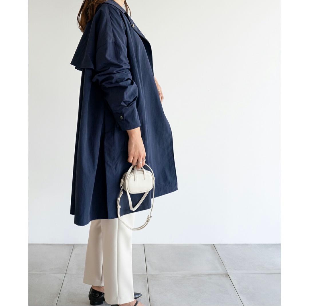 Aラインナイロンコート harukaさんコラボ　ネイビー　36
