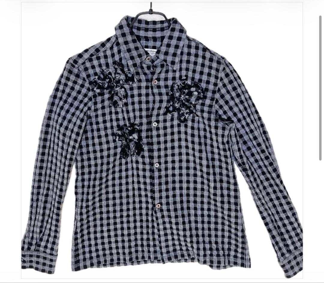 ローブドシャンブル コムデギャルソン チェック コサージュ　シャツ