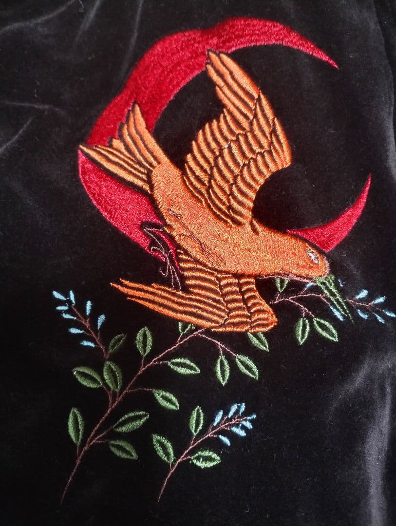 【値下げ】CROPPED HEADS スカジャン 黒 刺繍 別珍 花札