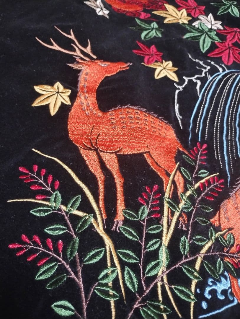 【値下げ】CROPPED HEADS スカジャン 黒 刺繍 別珍 花札