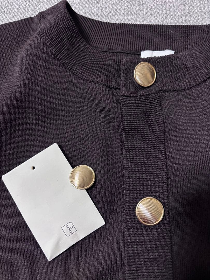 Spick&Span ウォッシャブルクルーネックカーディガン　ブラウン