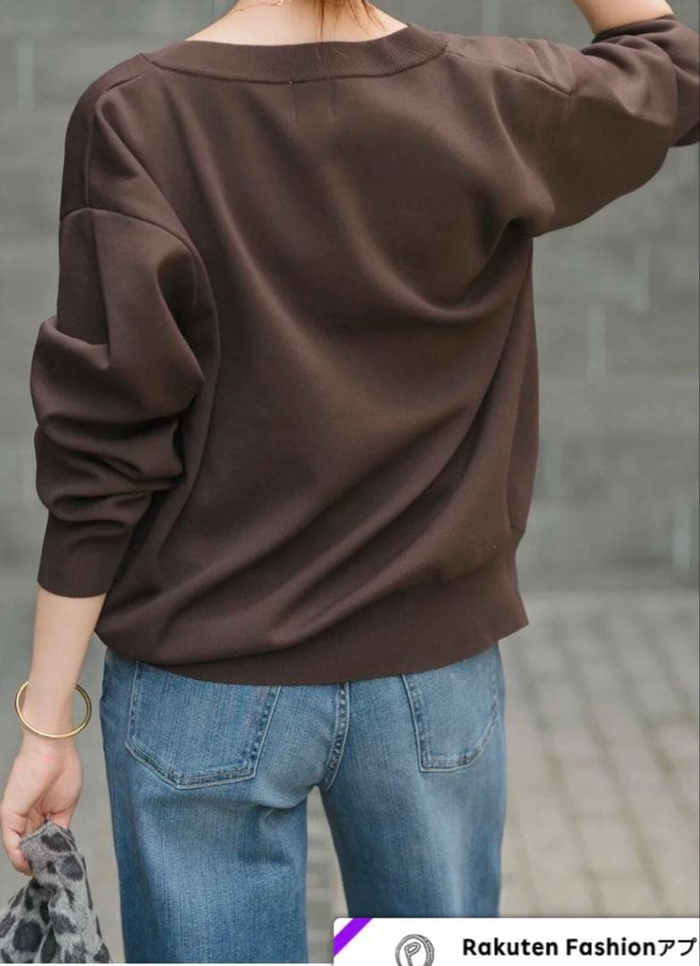 Spick&Span ウォッシャブルクルーネックカーディガン　ブラウン