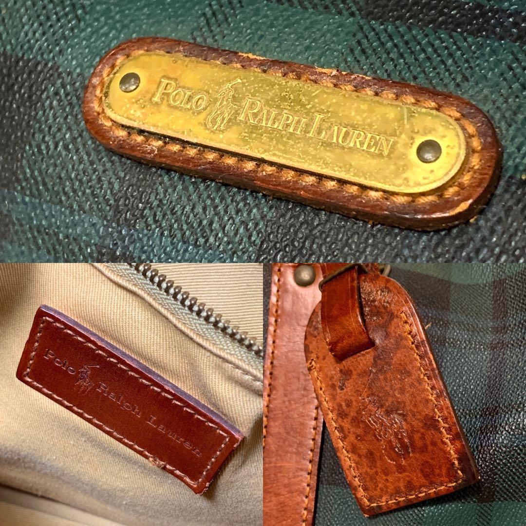 良品✨ ポロラルフローレン　タータンチェック　ミニボストンバッグ　グリーン