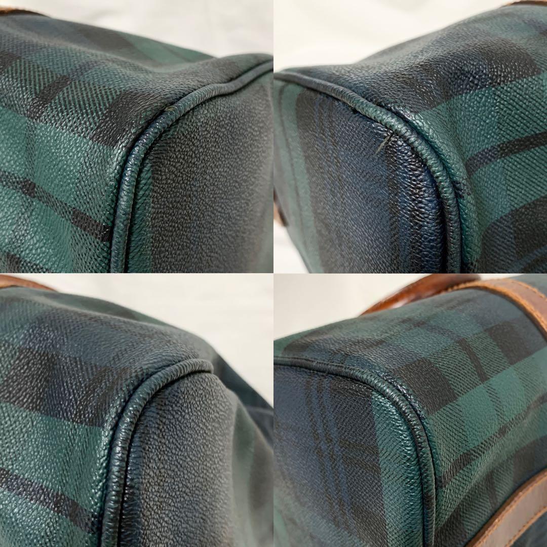 良品✨ ポロラルフローレン　タータンチェック　ミニボストンバッグ　グリーン