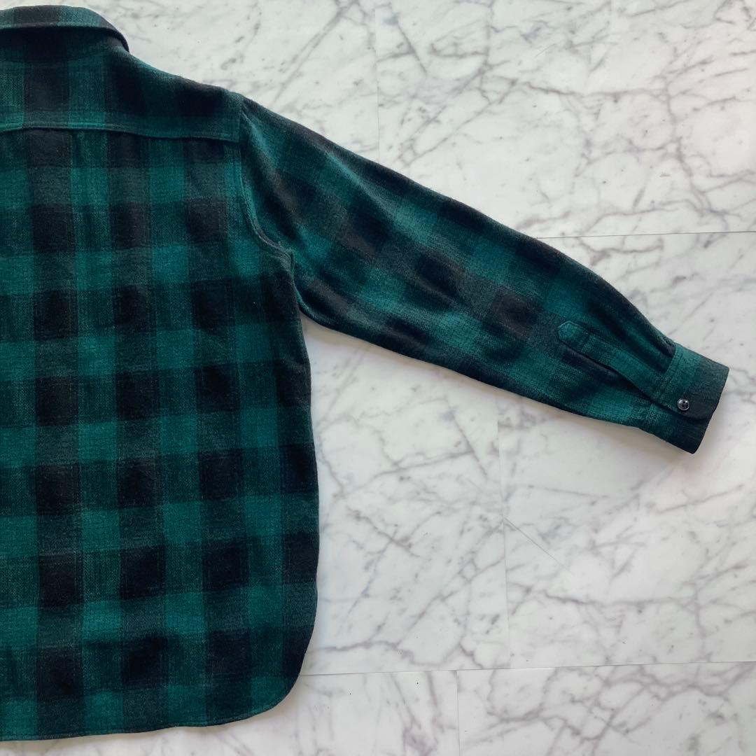 A BATHING APE ネルシャツ チェック柄 緑×黒 日本製 ウール混 L