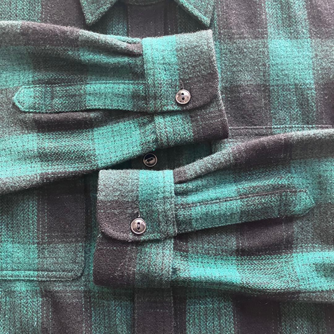 A BATHING APE ネルシャツ チェック柄 緑×黒 日本製 ウール混 L