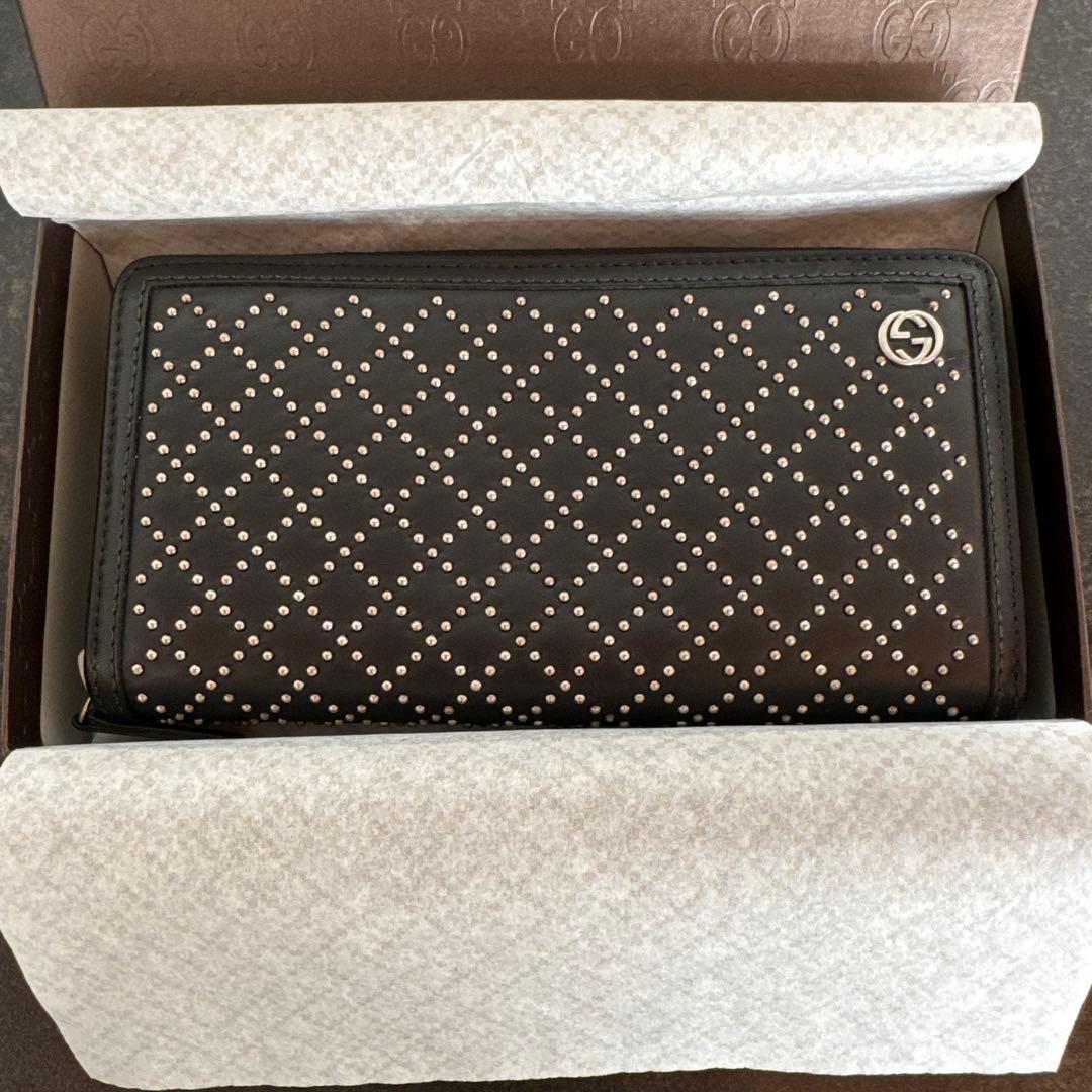 正規品 GUCCI スタッズ付き 長財布 BLACK