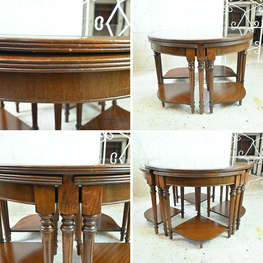 雅*様 【早い者勝ち】L3705-264 英国アンティーク 丸テーブル ネストテ