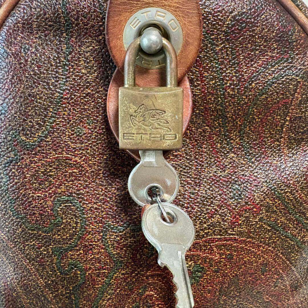 【お値下げ！専用箱&袋付】エトロ/ETROミニボストンバッグ ペイズリー 南京錠