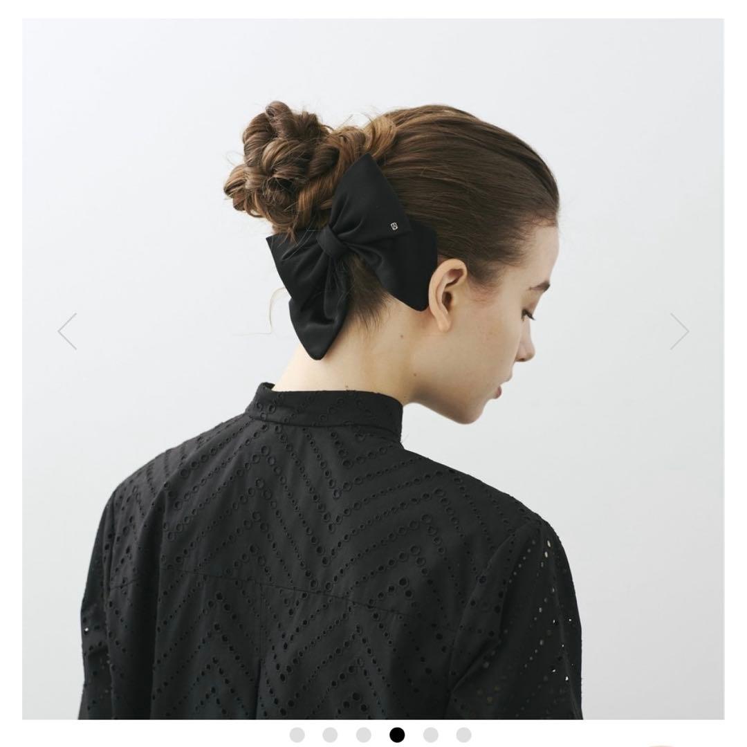 アレクサンドルドゥパリ リボン バレッタ ブラック 8cm