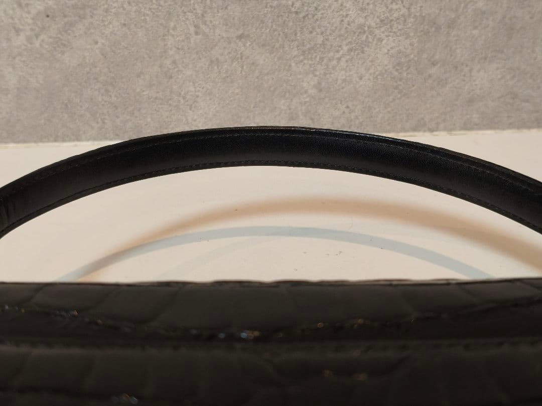 美品★JRA認定　本革　シャイニング　クロコ　フォーマル　ハンドバッグ