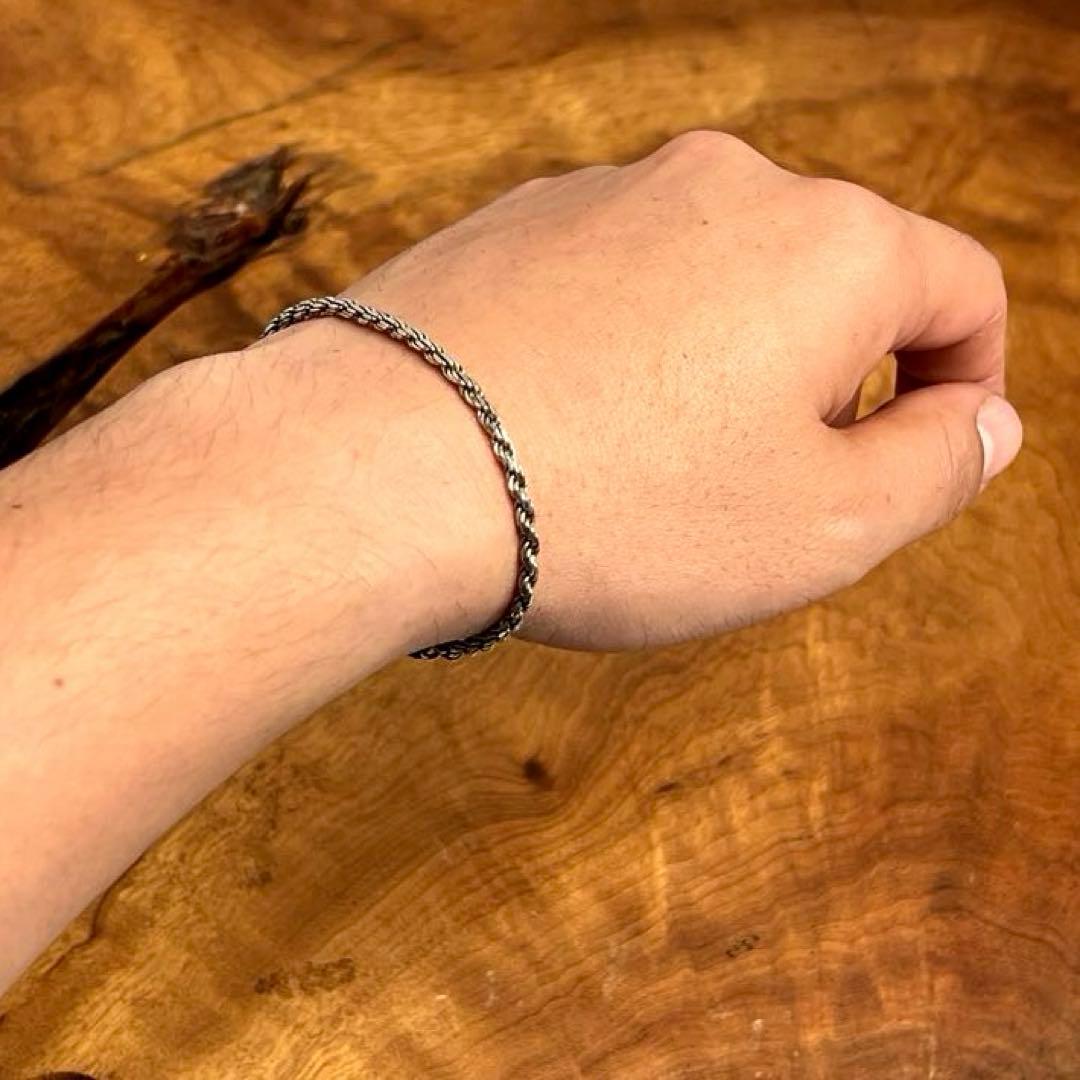 イタリア ヴィンテージ シルバー ツイスト チェーン ブレスレット 925