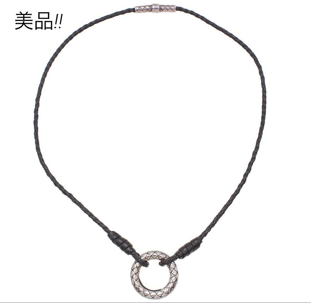 R2965 美品 ボッテガヴェネタ イントレチャート レザー ネックレス