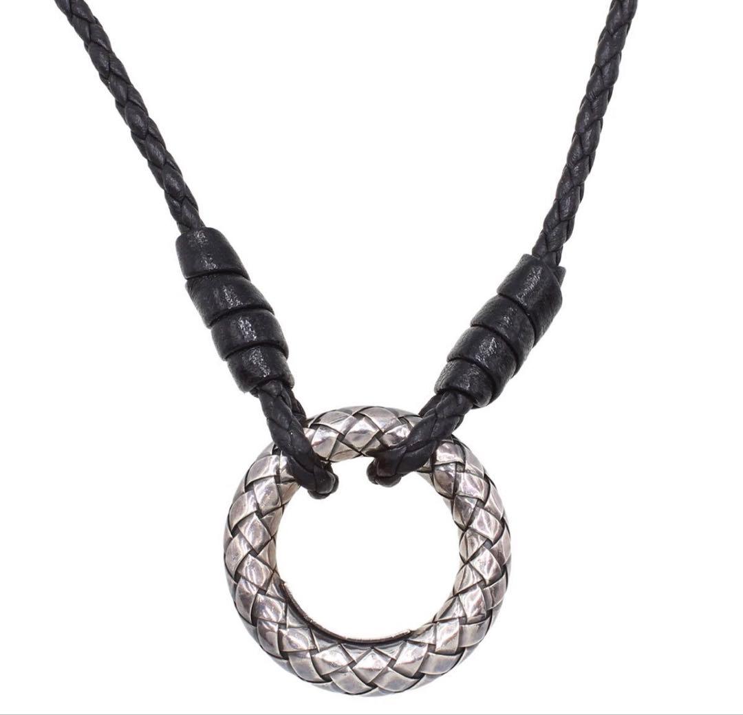 R2965 美品 ボッテガヴェネタ イントレチャート レザー ネックレス