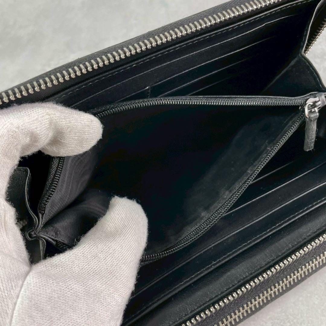 ヌコ✨ GUCCI オーガナイザー 長財布 2室 レザー 黒 マイクロGG