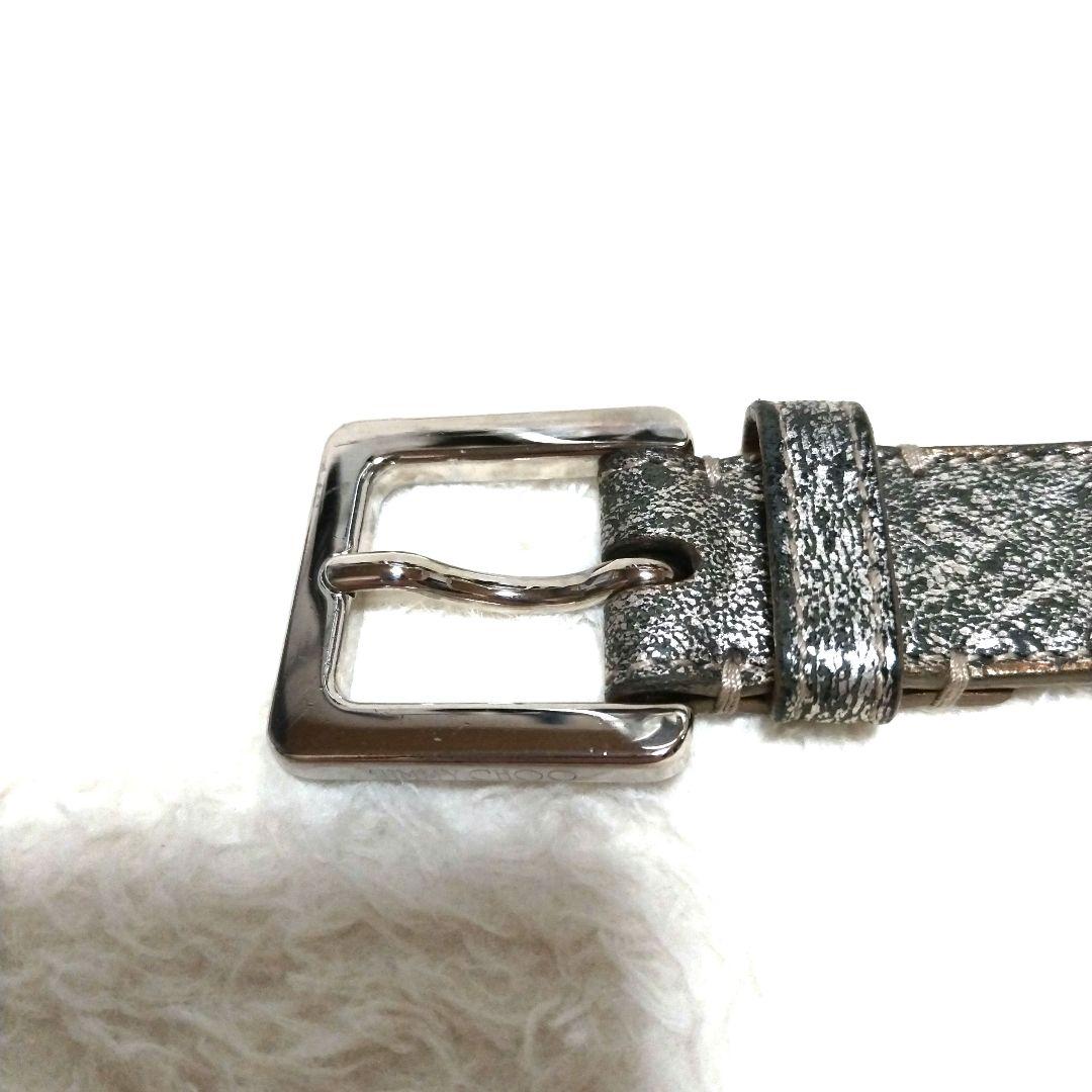 JIMMY CHOO ジミーチュウ スター 星 スタッズ 総柄 レザーベルト 銀