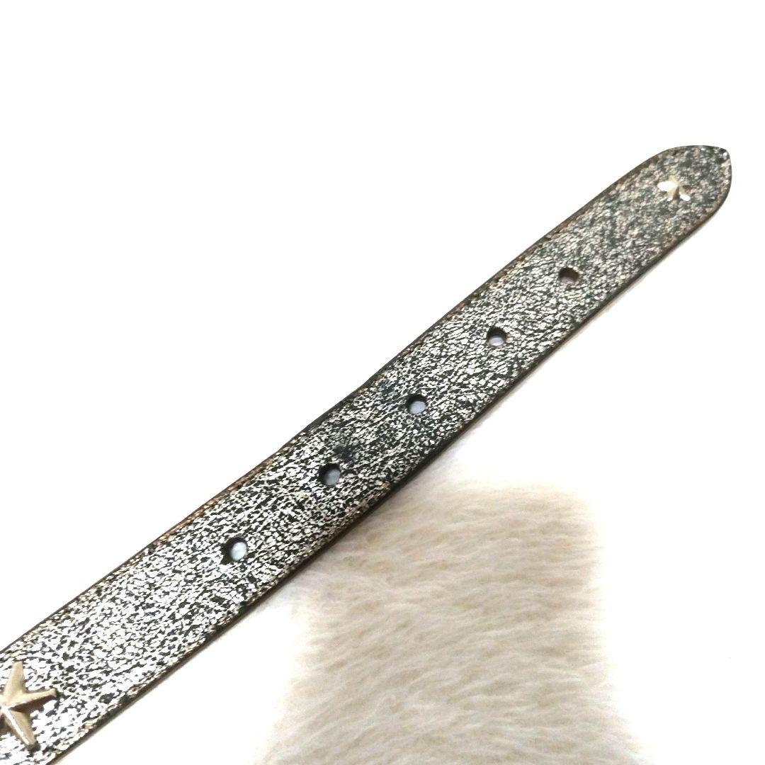 JIMMY CHOO ジミーチュウ スター 星 スタッズ 総柄 レザーベルト 銀