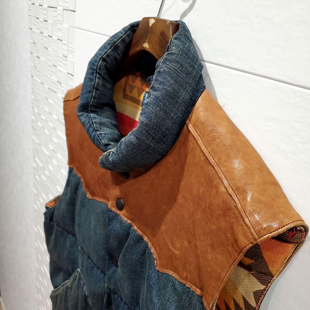 【L】ラルフローレン レザー ダウンベスト