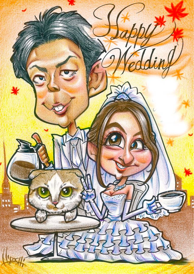 大好評★世界で1枚のオーダーメイド似顔絵★ハイクオリティver★ウェディング