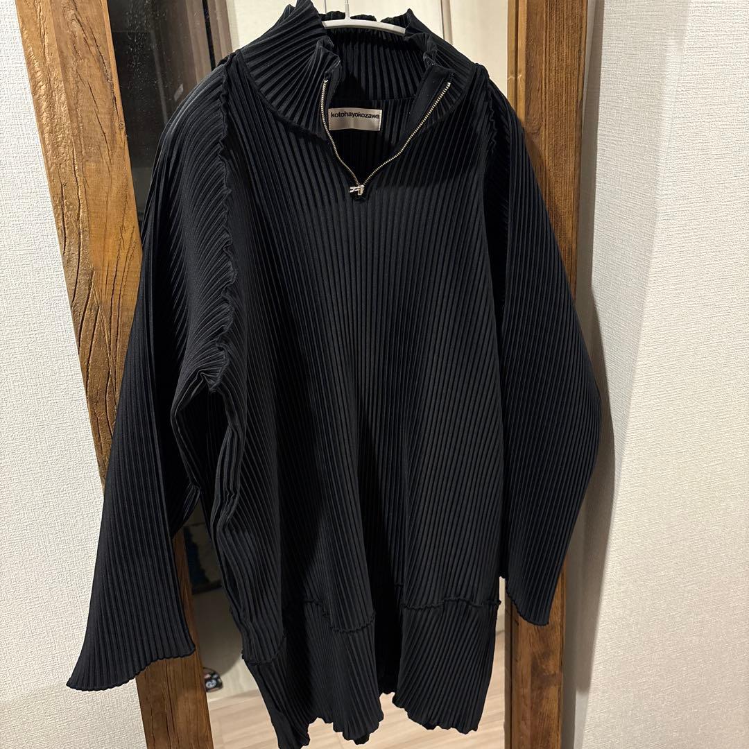 kotohayokozawaプリーツジップアップドレス ブラック