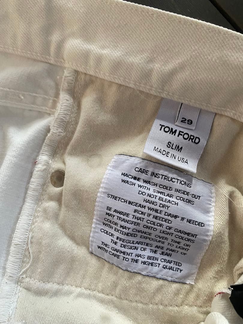 TOM FORD ホワイト スリムフィット デニム　セルビッチ